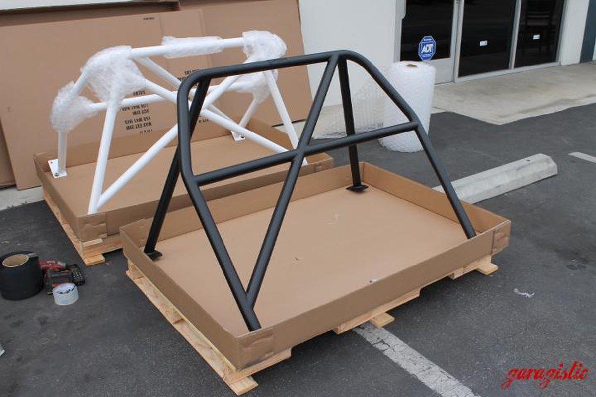 E30 Coupe Bolt In Roll Bar-Steel parts-Double Diagonal (X) (only available with straight rear tubes)-Bent (for taller drivers)-Straight rear down tubes-Garagistic