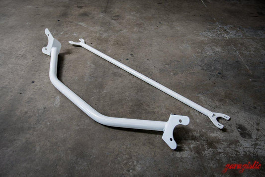 E30 Front + Rear Strut Bar Package-Steel parts-White-Garagistic