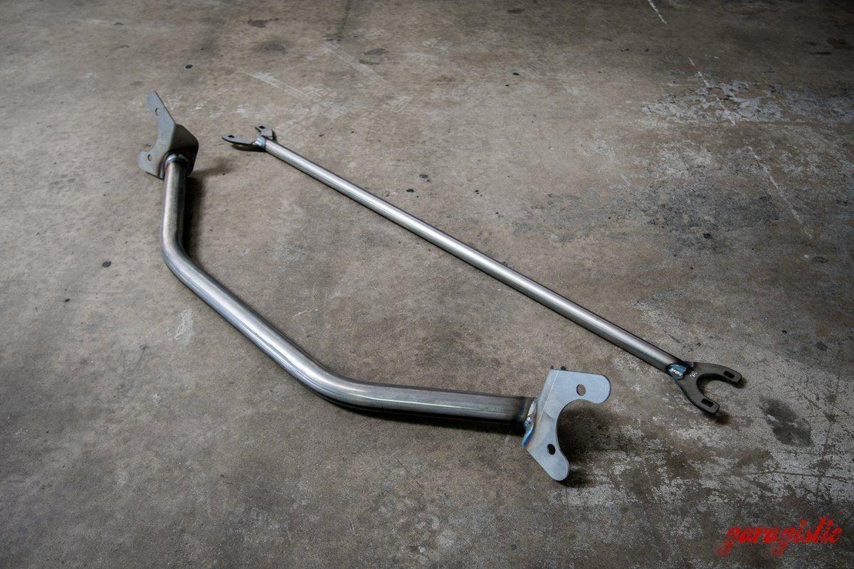 E30 Front + Rear Strut Bar Package-Steel parts-Bare-Garagistic
