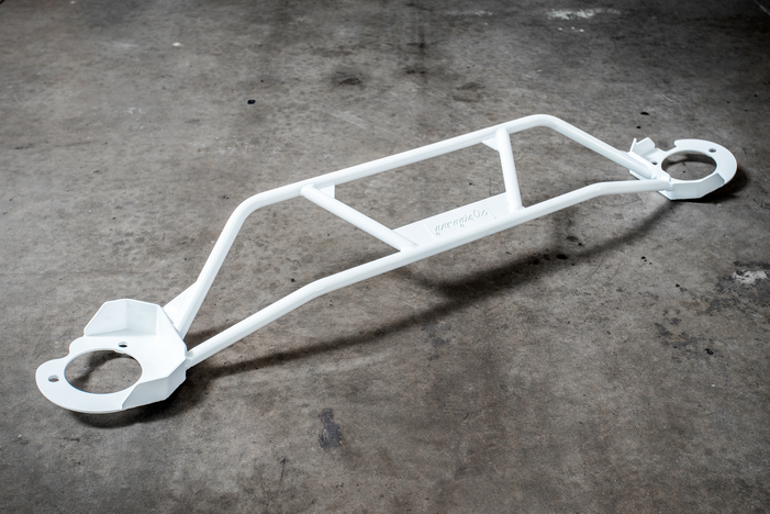E30 Heavy Duty Front Strut Bar- 325, M3, M20 and M42 Compatible-Steel parts-White (+$25)-Garagistic