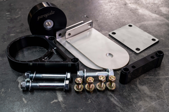 E30 Secondary Diff Mount-Steel parts-Delrin-Standard E30-Anodized Black-Garagistic