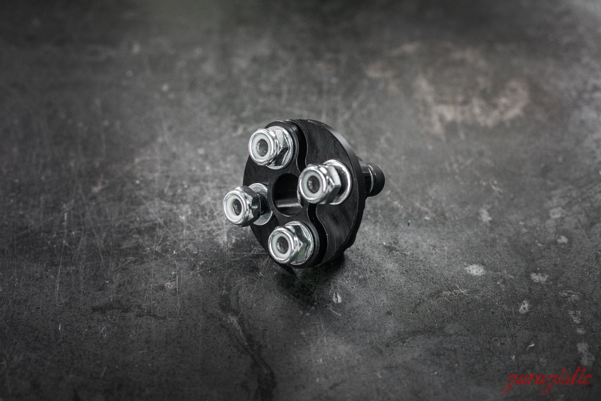 E46 Aluminum Steering Flex Coupler- Spec E46, 330, 325i-Machined Parts-Anodized Black-Garagistic