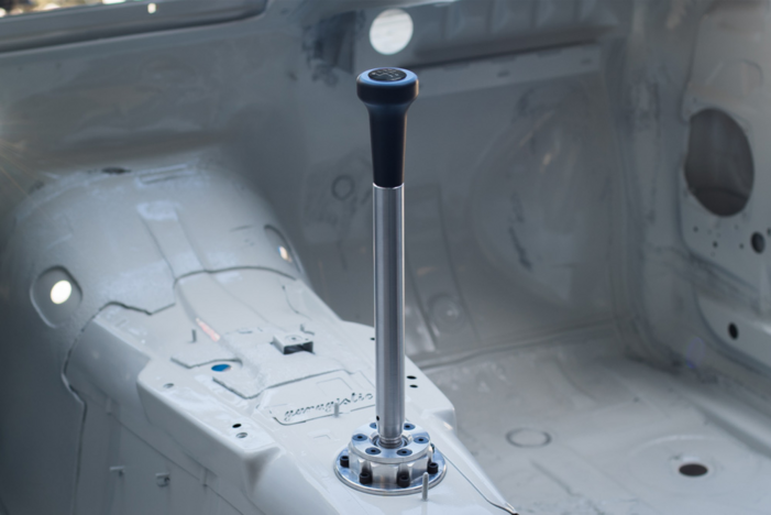 Garagistic Solid Chassis Mounted Short Shifter - E30, E36, E46-Solid mount shifter-Bare-Tall-Delrin Vintage W/Emblem-Garagistic