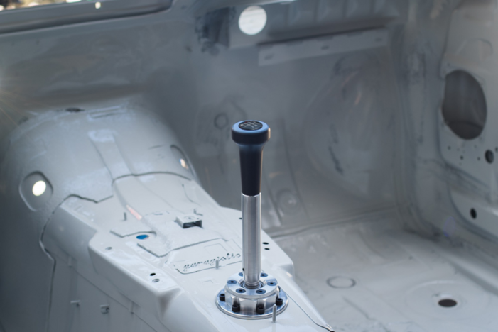 Garagistic Solid Chassis Mounted Short Shifter - E30, E36, E46-Solid mount shifter-Bare-Short-Delrin Vintage W/Emblem-Garagistic