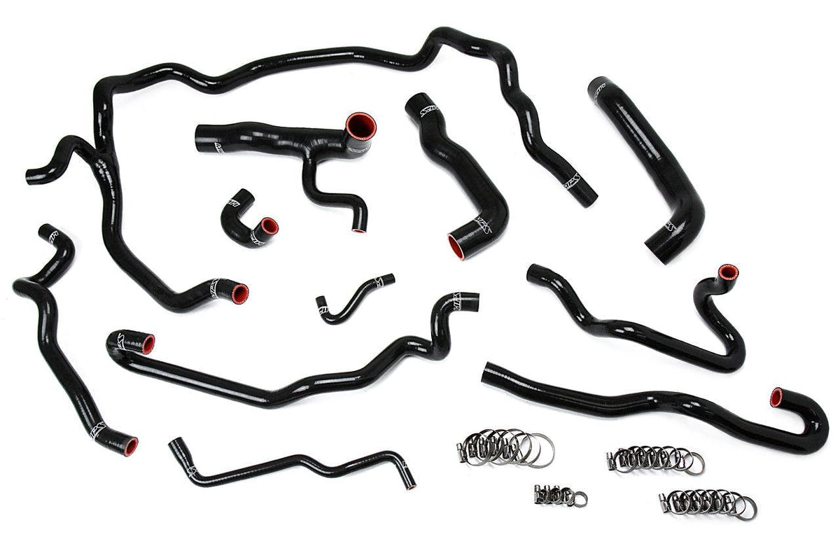 HPS Silicone Radiator + Heater Coolant Hose Kit BMW 2004-2005 530i E60 Left Hand Drive, 57-1552-Silicone Hose Kit-Black-Garagistic