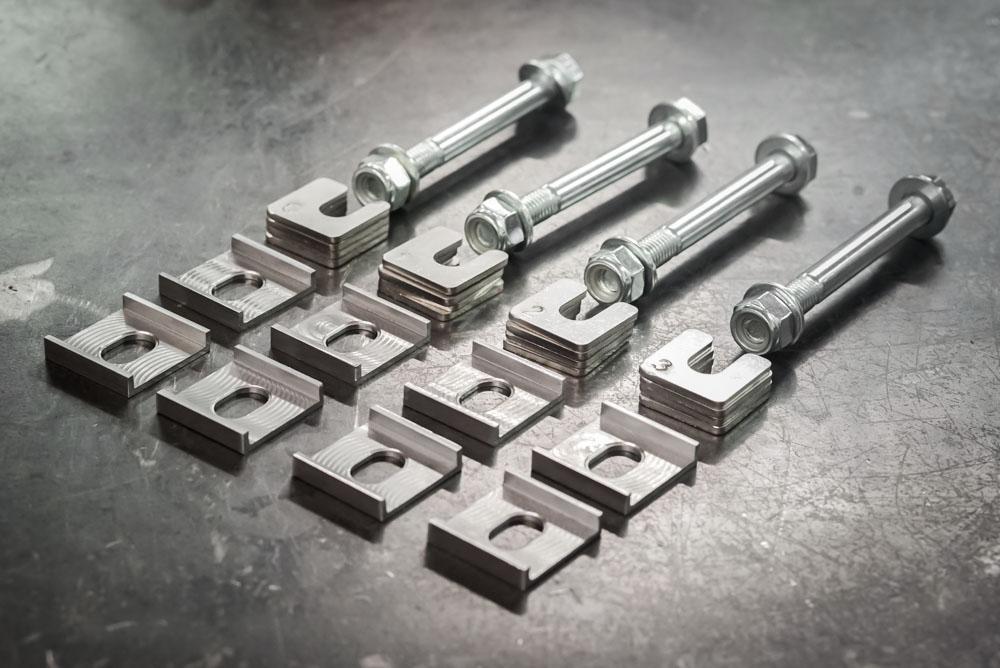 Incremental Quick Rear Subframe Camber and Toe Shim Kit (E30, E28, E34, Z3, E21)-Steel parts-Yes add complete camber and toe brackets-Garagistic