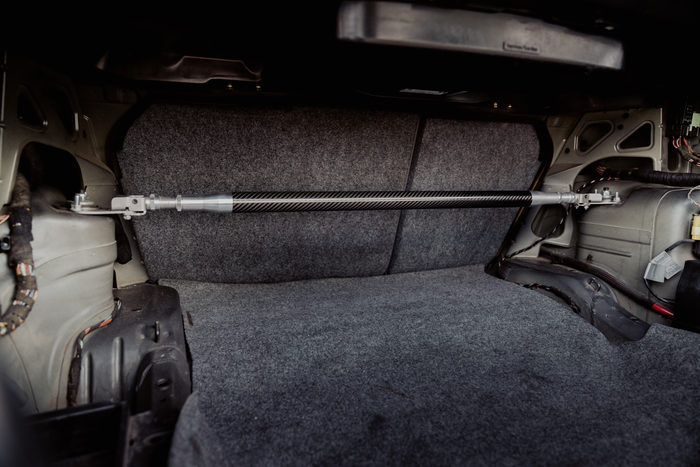 LTW Carbon Fiber E46 Modular 3 Piece Rear Strut Bar - 316, 318, 320, 323, 325, 328, 330, M3-Steel parts-No Thanks-Raw Aluminum-Garagistic