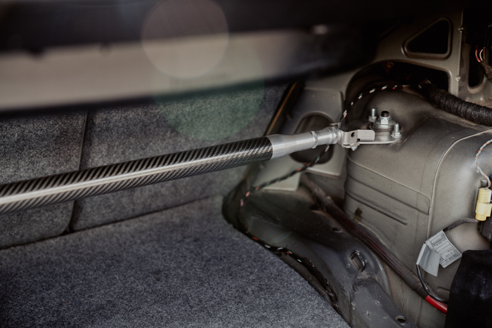 LTW Carbon Fiber E46 Modular 3 Piece Rear Strut Bar - 316, 318, 320, 323, 325, 328, 330, M3-Steel parts-No Thanks-Raw Aluminum-Garagistic